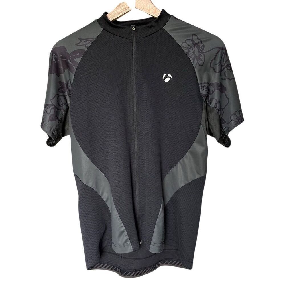 Bontrager m Cycling Jersey L Black Floral Short Sleeve Full Zip